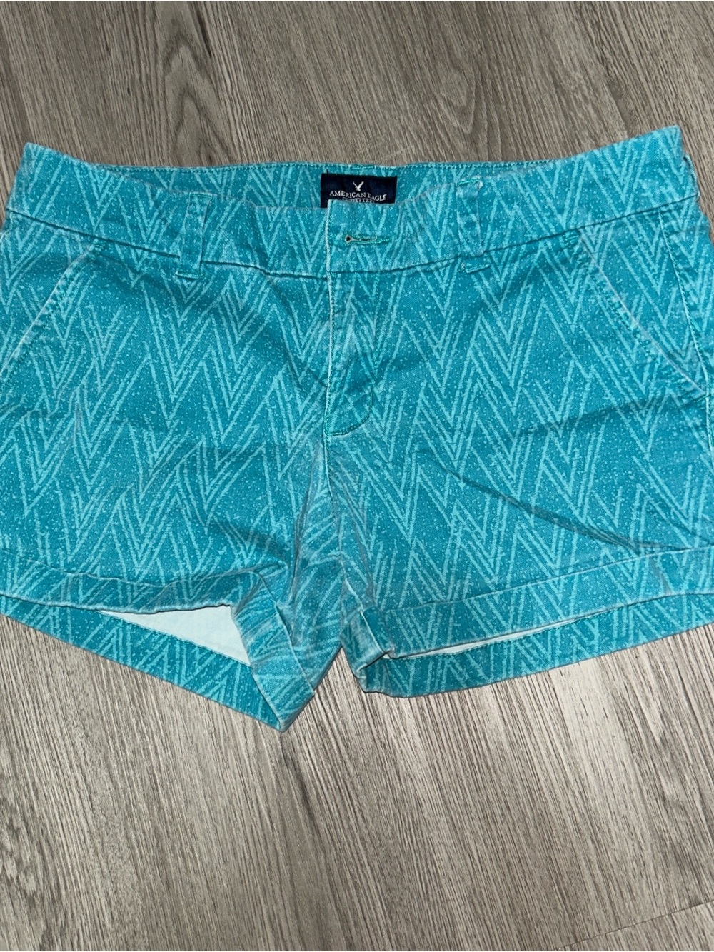 American Eagle Outfitters Turquoise Chevron-Print High Waist Shorts